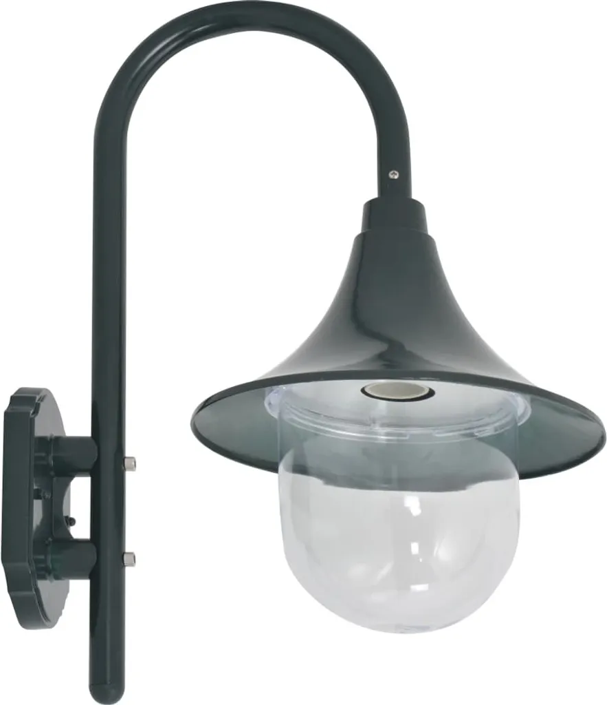 Lanterne murale extérieure E27 en aluminium vert foncé hauteur 42 cm