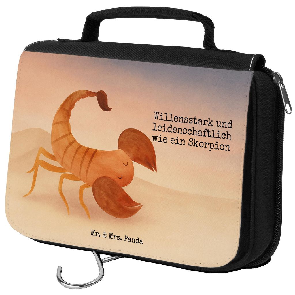 Mr. & Mrs. Panda Kulturbeutel Sternzeichen Skorpion Design - Weiß - Geschenk, Geburtstag Oktober, November, Kulturtasche, beautycase, kosmetiktäs...