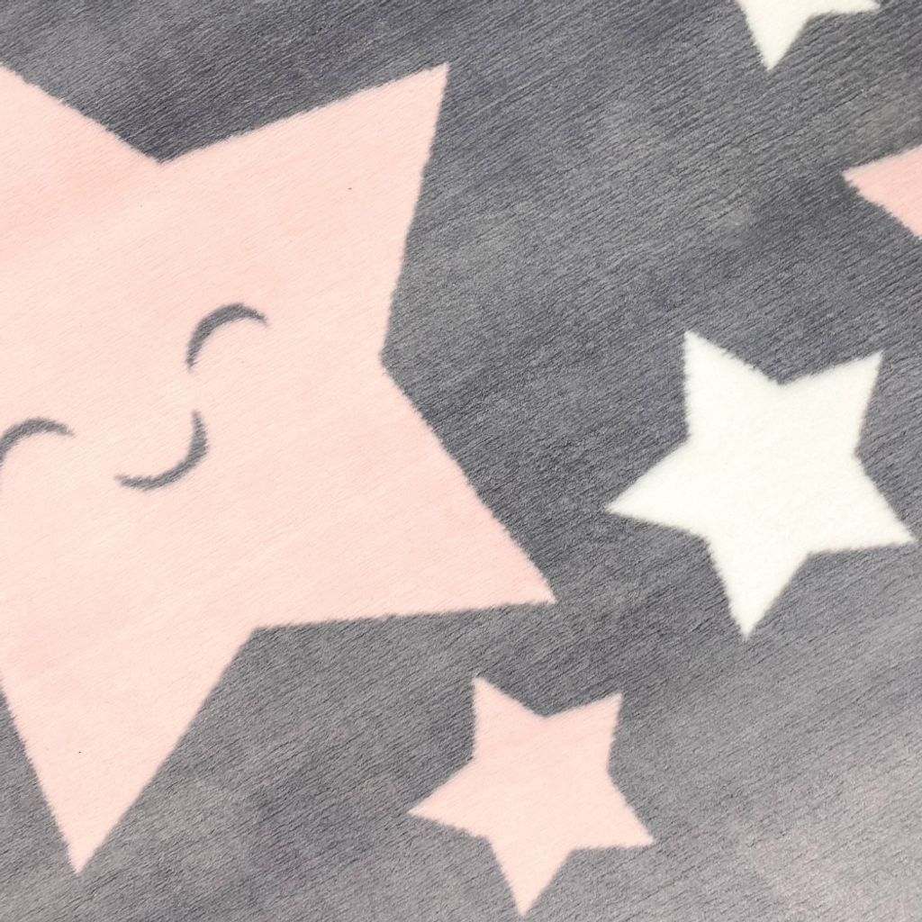 Teppich Mädchen Sterne flauschig in anthrazit, rosa weiß Produktbild 3