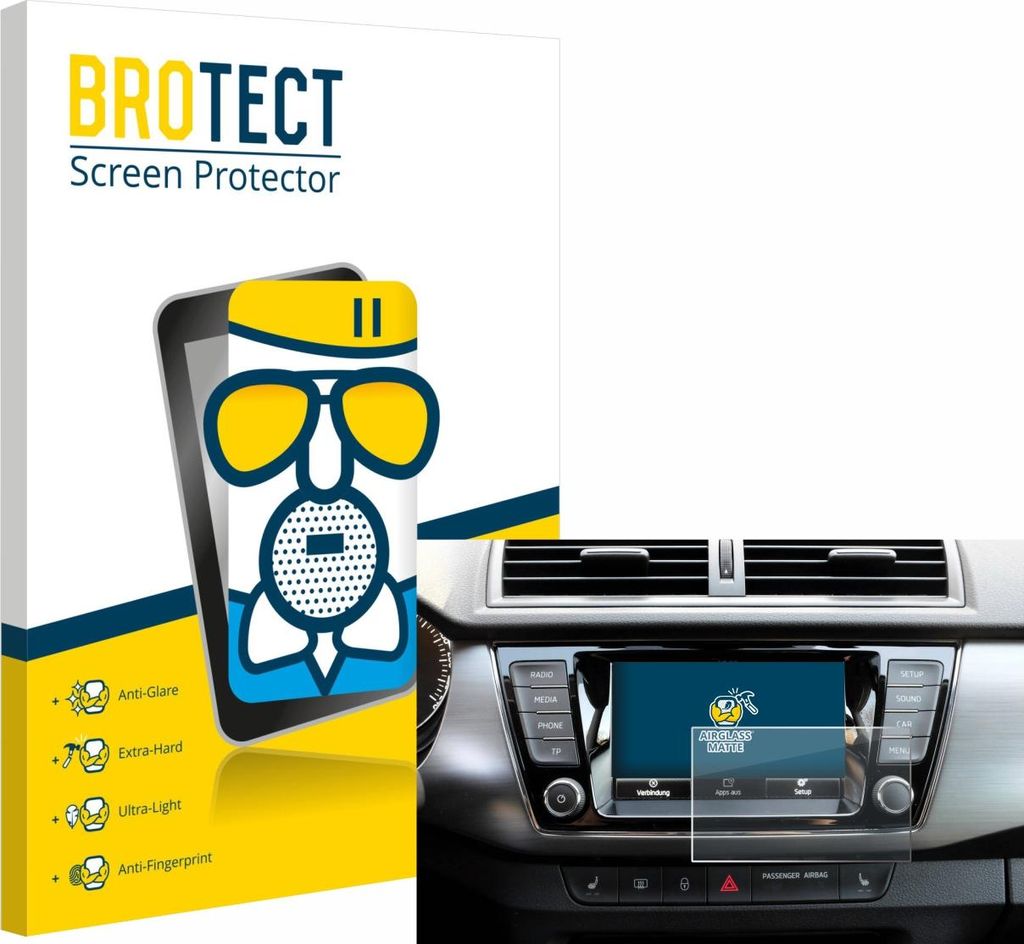BROTECT Entspiegelungs Schutzglas für Skoda Fabia 3 Combi 6.5" Schutzfolie Panzer Folie Glas Display Schutz matt