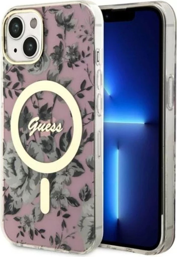 Guess GUHMP14SHCFWSP iPhone 14 / 15 / 13 6.1" pink hardcase Flower MagSafe Schutzhülle