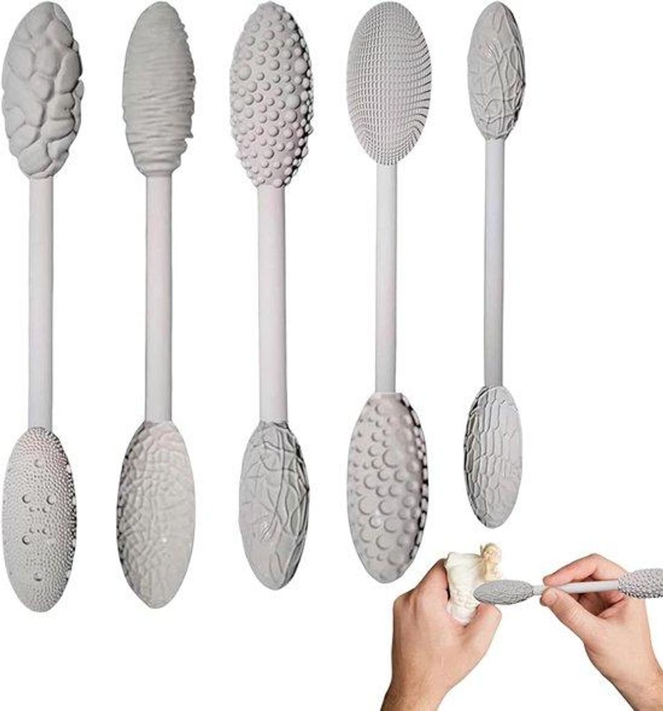 Handgerollwerkzeug für Tonmodellierung, 5er Set, Handrollen für Ton, Stempel, Muster, Keramikwerkzeug