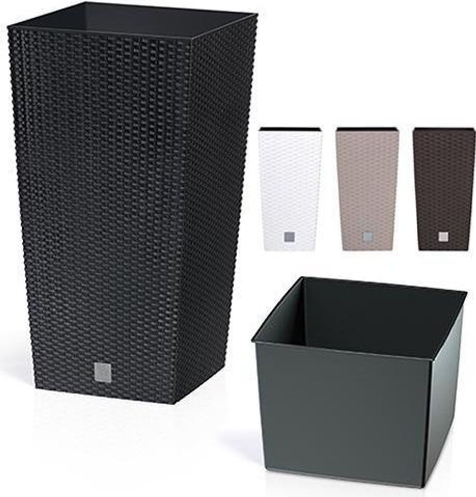 Blumentopf + Einsatz Blumenkübel Rattan RATO SQUARE DRTS265 Produktbild 
