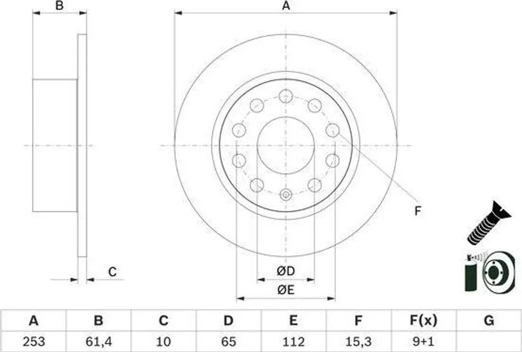 Jeu de Disques de Frein Avant Bosch 312mm Skoda Octavia III 5E5 Combi