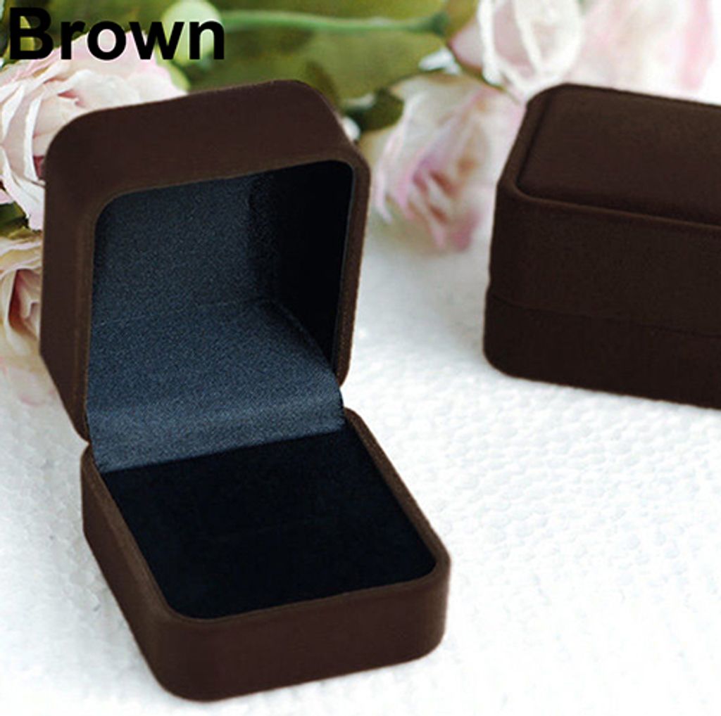 Samtschmuck-Halsketten-Ring-Ohrring-Anzeigen-Speicher-Organisator-Kasten-Kasten-Geschenk-Kasten-Braun