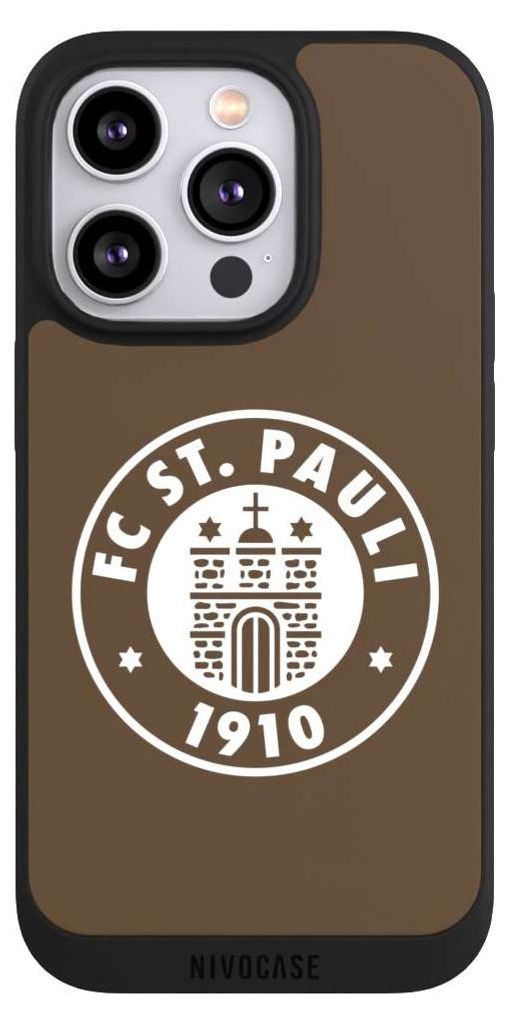 NIVOCASE Handyhülle für Apple iPhone 14 Pro Hülle NIVOpure Case Schwarz FC St. Pauli Offizielles Lizenzprodukt Wappen