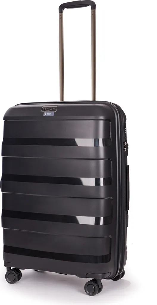 Valise Stratic Straw + EXP TSA Trolley Noir 66cm Semi-Rigide Extensible