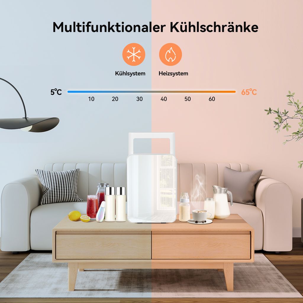 Puluomis Mini Kühlschrank 10L  mit  Spiegel tragbar für Produktbild 4