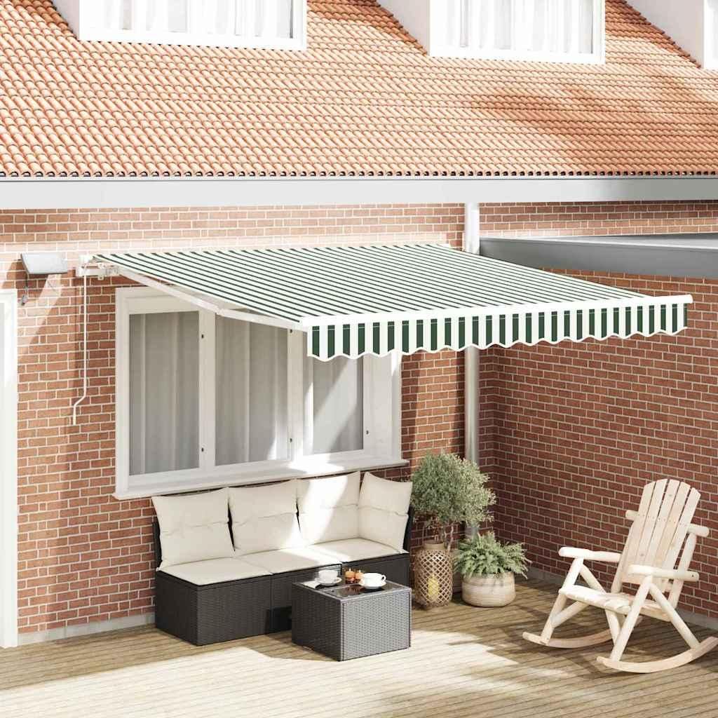 Maison Exclusive - Einziehbare Markise Grün und Weiß 350 x 250 cm Stoff und Stahl
