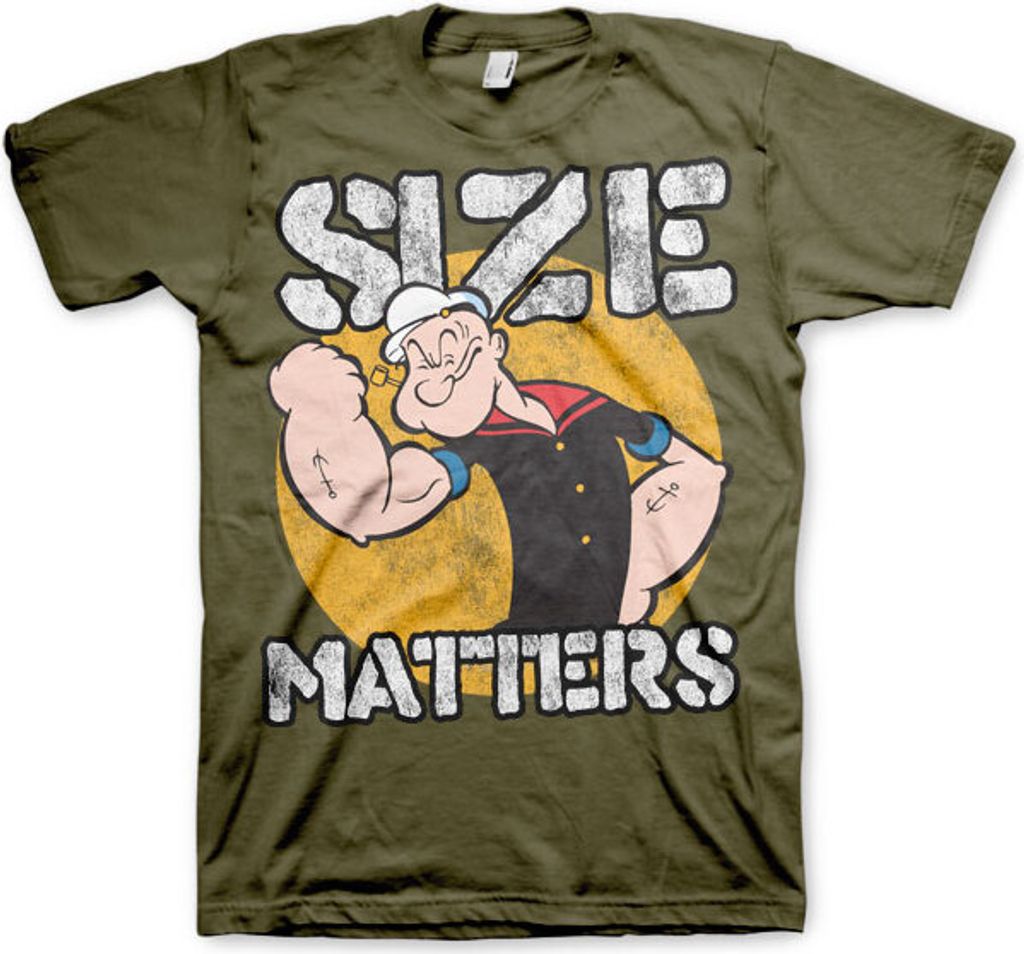 Popeye - Size Matters T-Shirt - Small - Olive