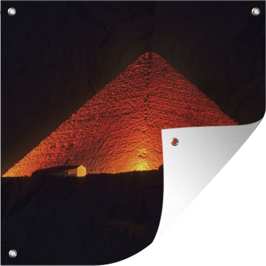 MuchoWow 50x50 cm Outdoor-Poster Gartendeko Sichtschutz Garten Poster für den Garten Die Cheopspyramide bei Nacht