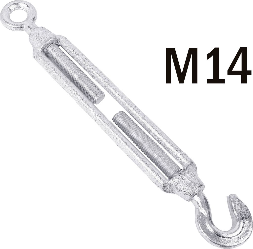 BAUSTER Spannschloss Seilspanner Spannschraube Verzinkt Drahtseil 14mm Stahl Haken Öse 5-24mm