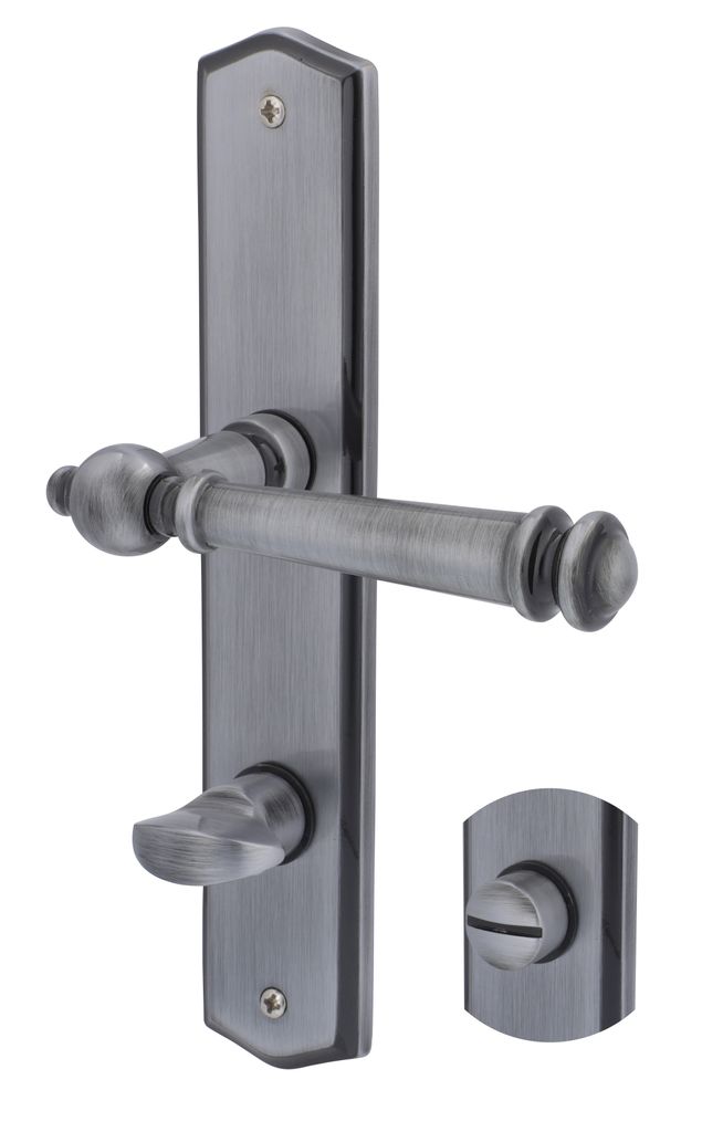 Alpertec WC-Langschildgarnitur Mount Blance Messing stahlgrau abgerundet