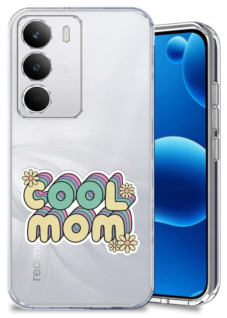 Hülle für Realme C71 – Motive für Mama: Mama, Mom, farbenfrohe durchsichtige Hülle + Displayschutzglas