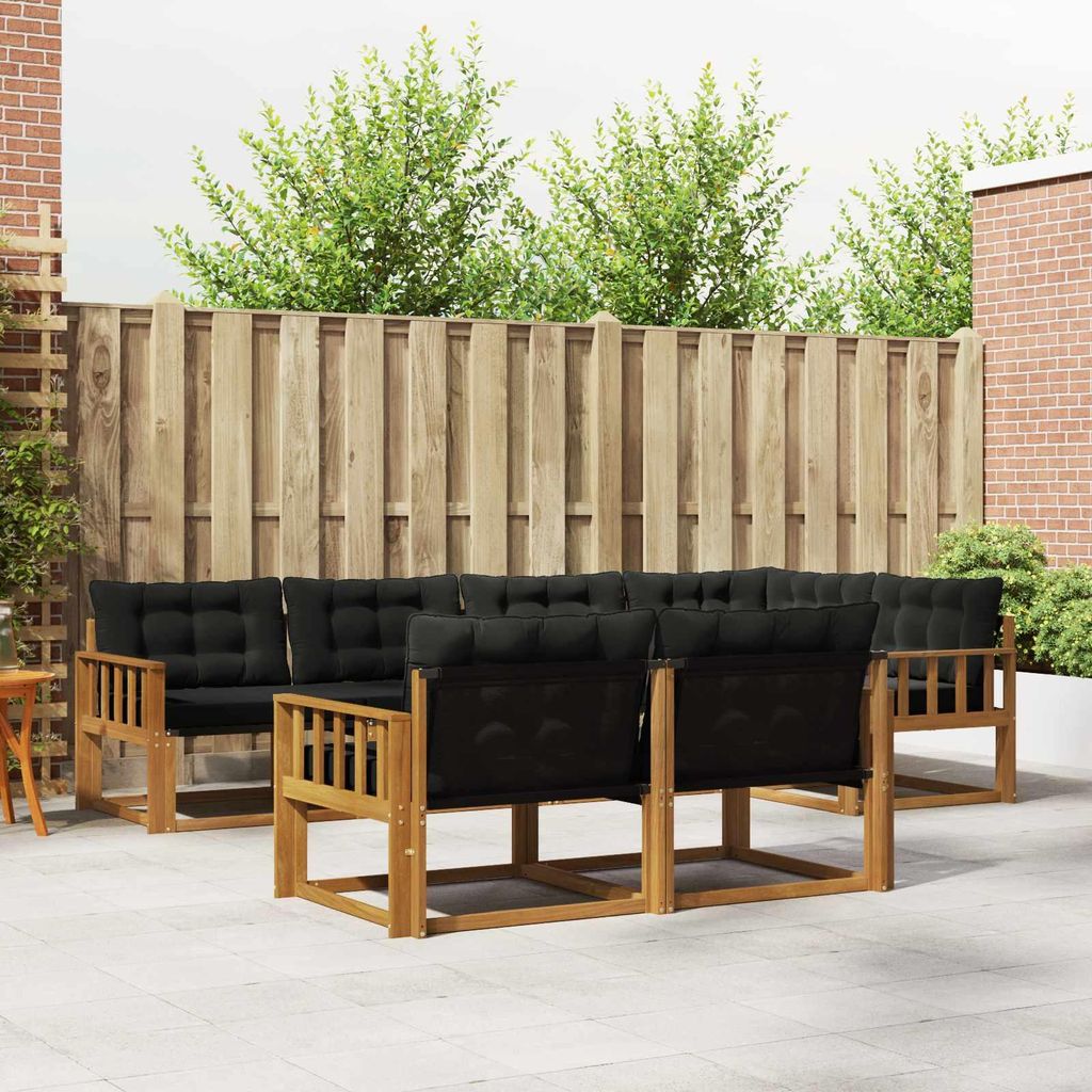 "Neues Produkt" Outdoor-Sofagarnitur ANTI-UV - CLORIS - mit Kissen - 7 pcs - Natürlich und Schwarz - Modern Gartensofas V835