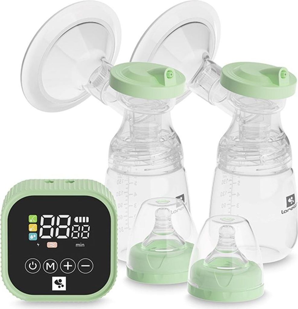 Lorelli Doppelmilchpumpe Eva elektrisch Fassungsvermögen 180ml USB-Kabel Timer grün