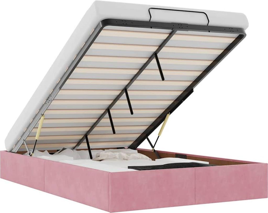 vidaXL Ottoman-Bett ohne Matratze Rosa 120x200 cm Samt