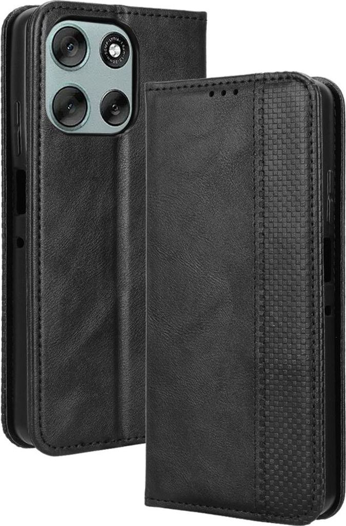 Motorola Moto G56 Hülle - Coverup Vintage Style Klapphülle - Schwarz