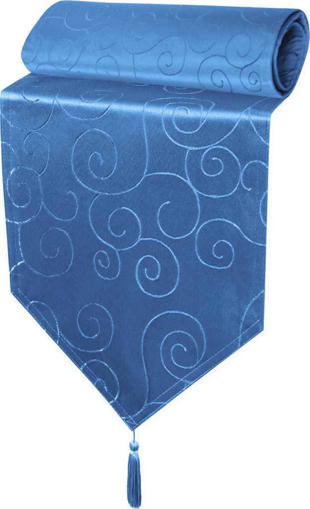 Tischläufer 40x140 cm Königsblau Damast Ornamente klassisch Tischdecke Läufer spitz zulaufend
