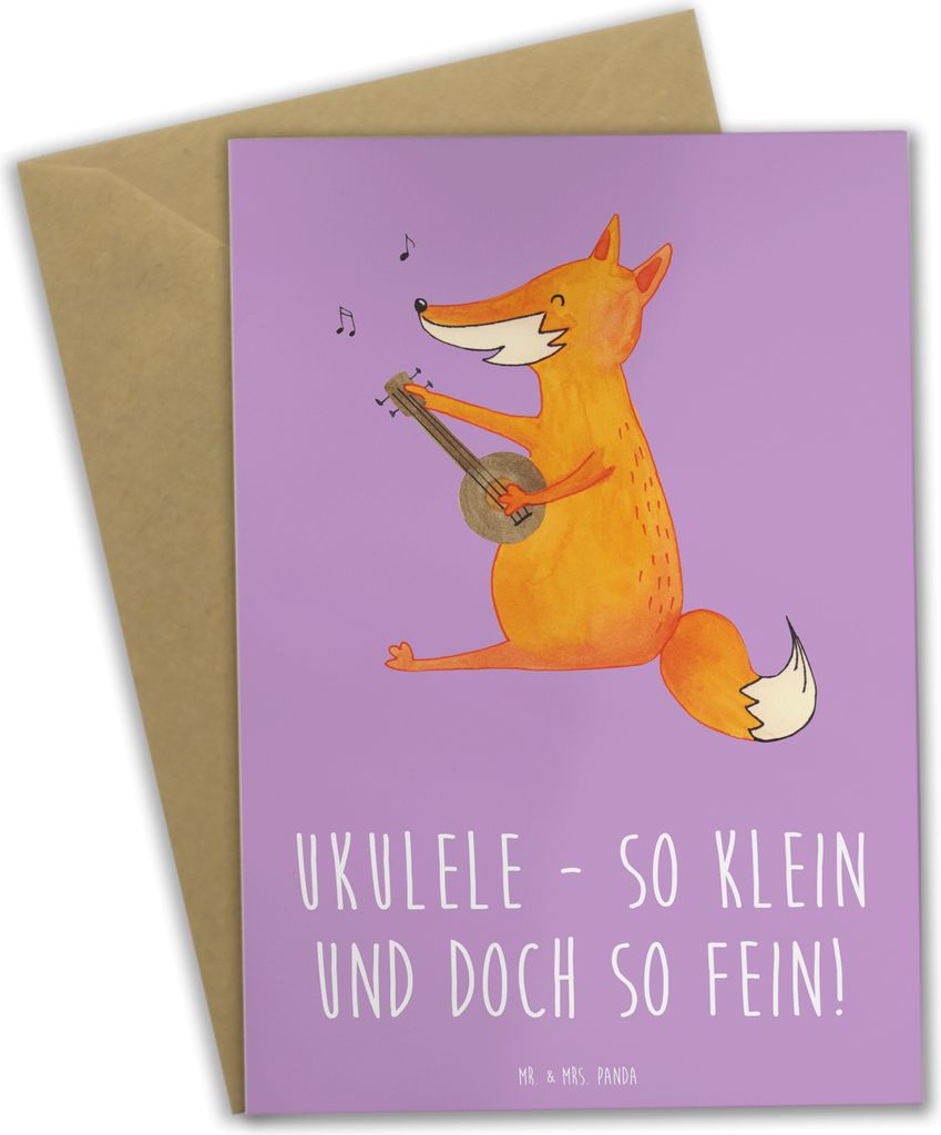 Mr. & Mrs. Panda Grußkarte Zauberhafte Ukulele - Lavendeltraum - Geschenk, einladungskarten, Spaß, weihnachtskarten, osterkarten, Lernen, Hawaii,...