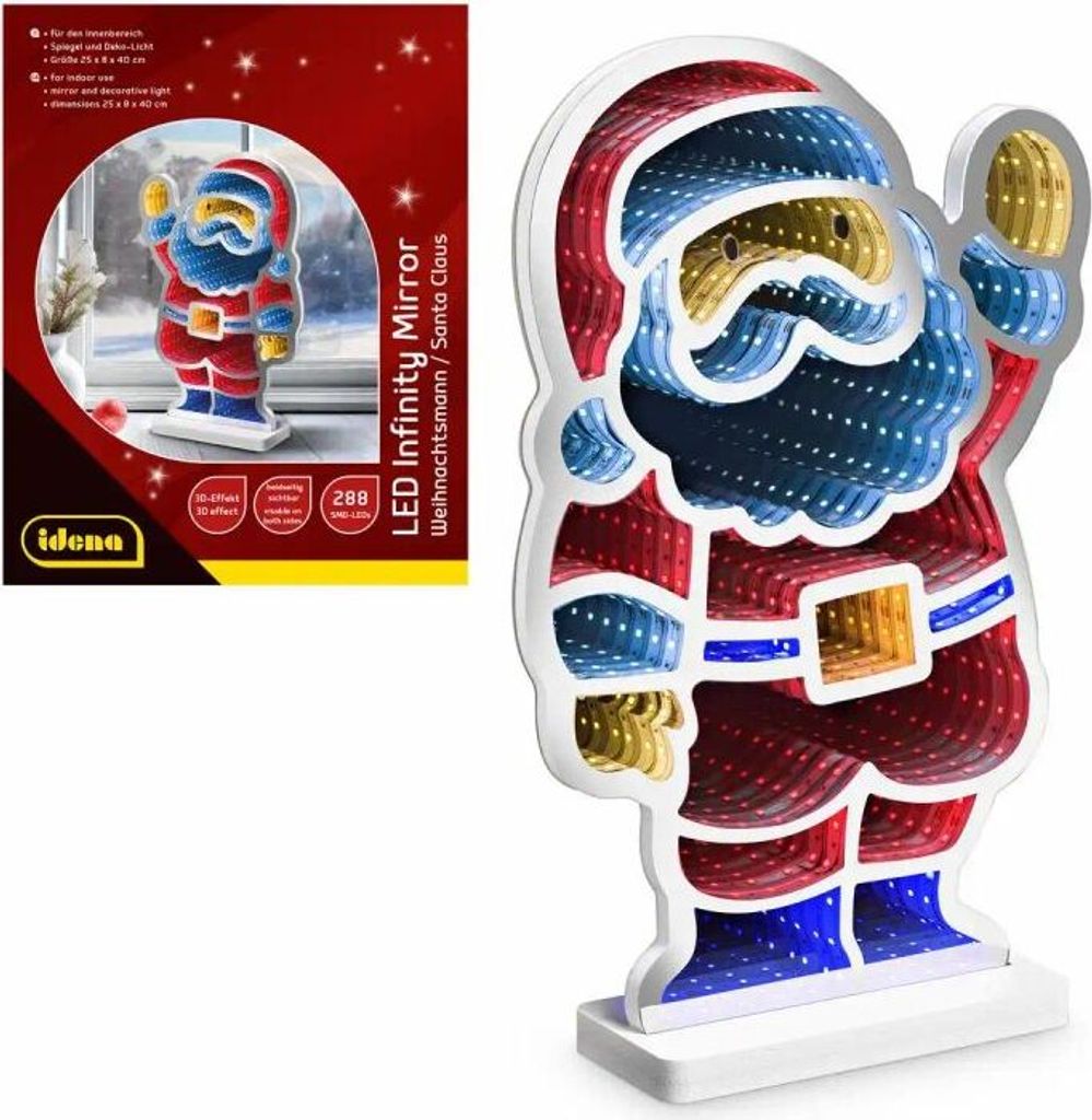 Idena LED Infinity Mirror Weihnachtsmann 25x8x40cm Produktbild 