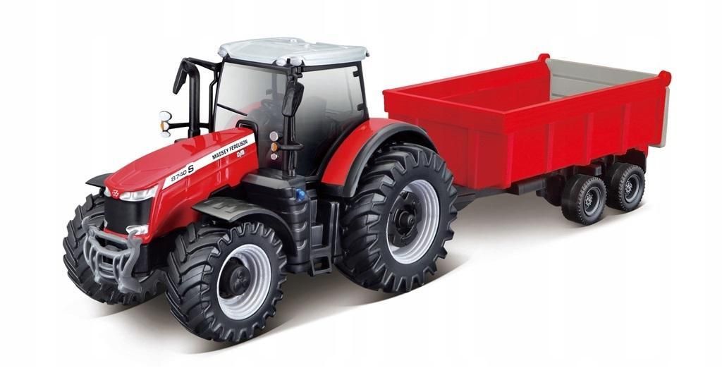 Bburago Die-Cast Massey Ferguson 8740S Traktor – Detailgetreues Sammler-Modell Mit Funktionierendem Heber