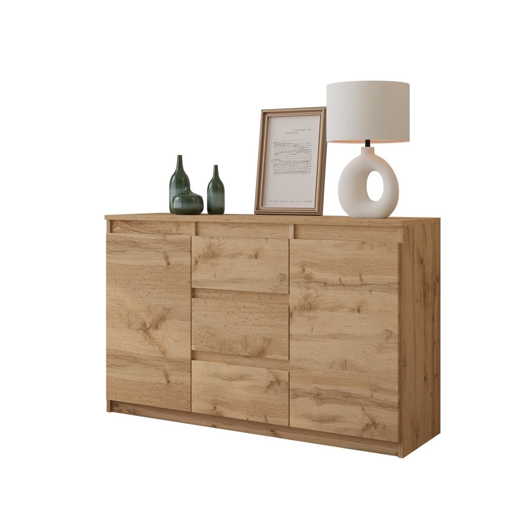 Comodà da 120 cm in rovere Wotan, 3 cassetti, 2 ante, 2 Immagine del prodotto 