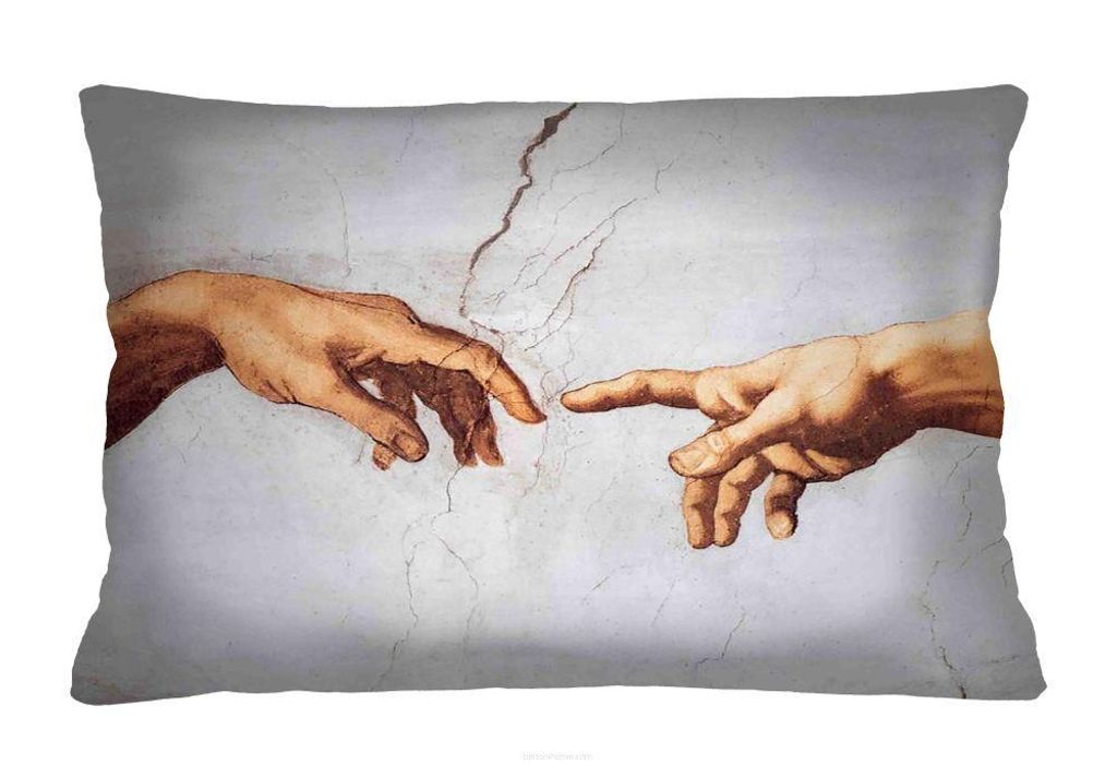 Dekokissen Elegance Print „Erschaffung Adams“ 40×60 cm – Premium Samt Zierkissen, beidseitig Bedruckt, mit Reißverschluss & antiallergische...