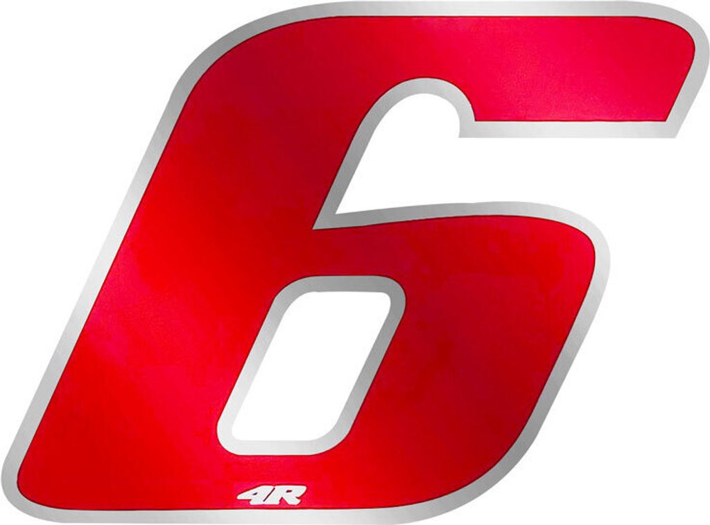 Aufkleber Rennnummer für Motorrad "6" Rot 65 x 85 mm