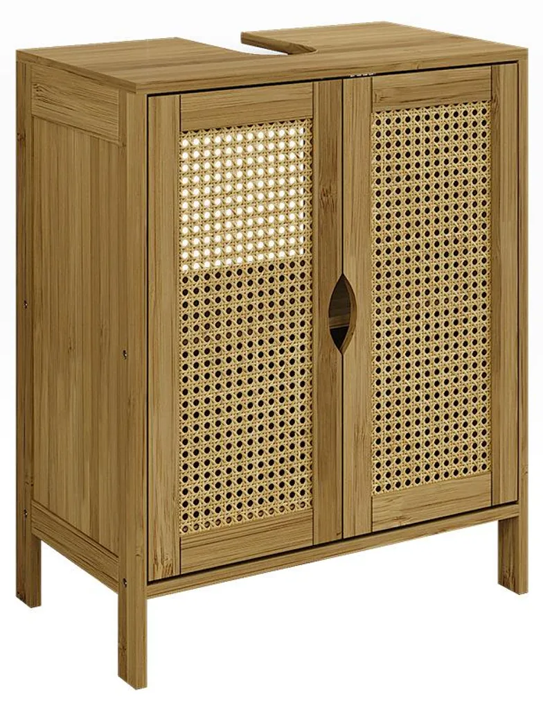 Meuble sous lavabo Vicco Liora Bambou 48x60cm, Modèle 51704 pour salle de bain