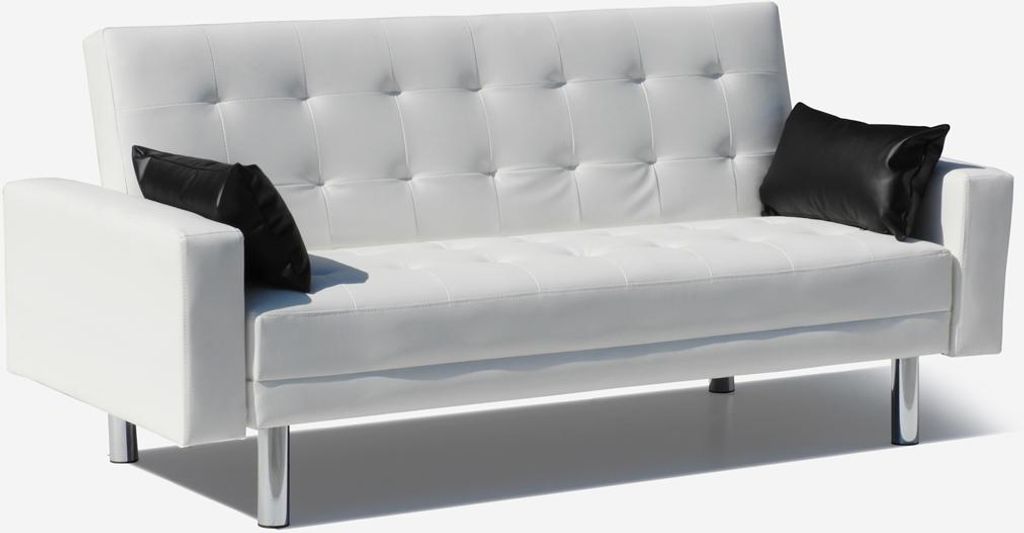Agata Kunstleder 2-Sitzer Schlafsofa bereit zu schlafen - Produktbild 