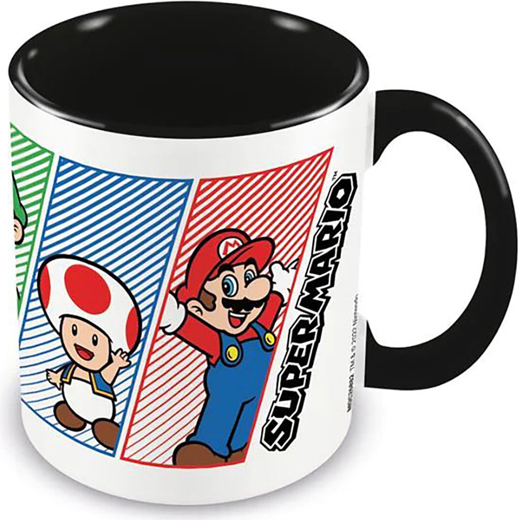 Super Mario (4 Colour) Black 11oz/315ml Coloured Inner Mug