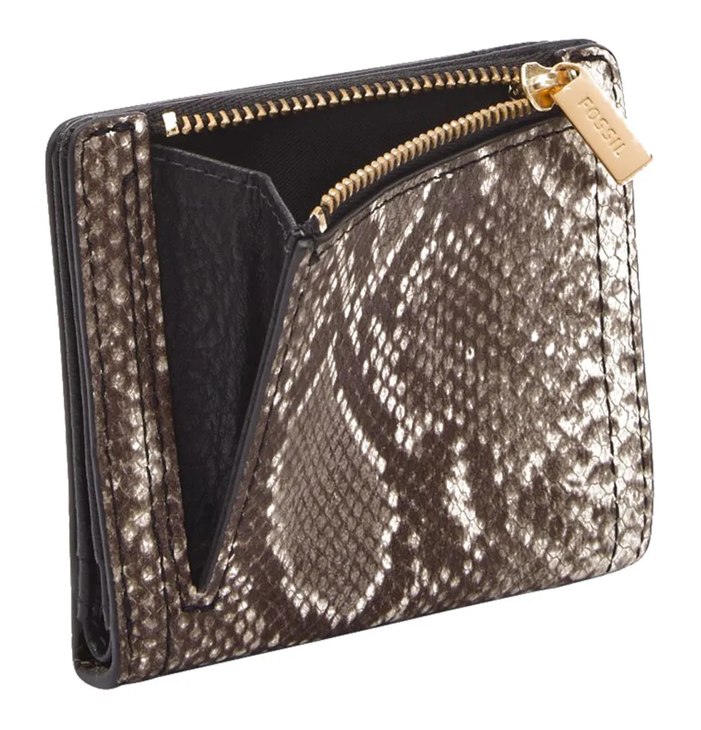 Porte-monnaie Compact Fossil Logan Gris Python Idéal pour Petits Sacs - 4