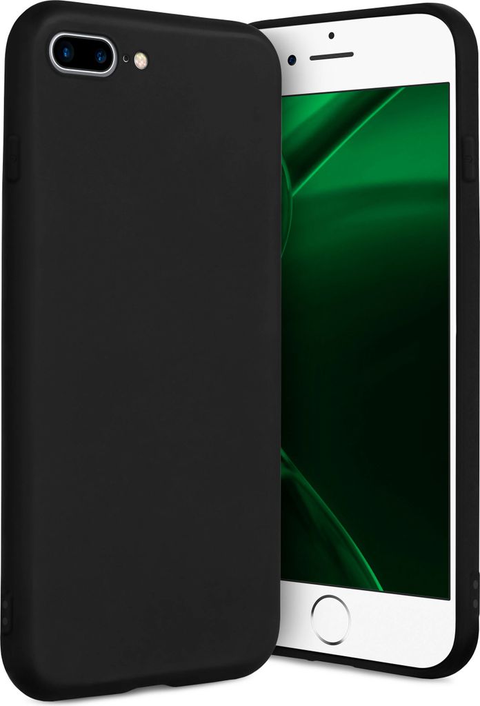 ONEFLOW Slim Case kompatibel mit iPhone 7 Plus / iPhone 8 Plus - Hülle ultra dünn aus Silikon, Schwarz