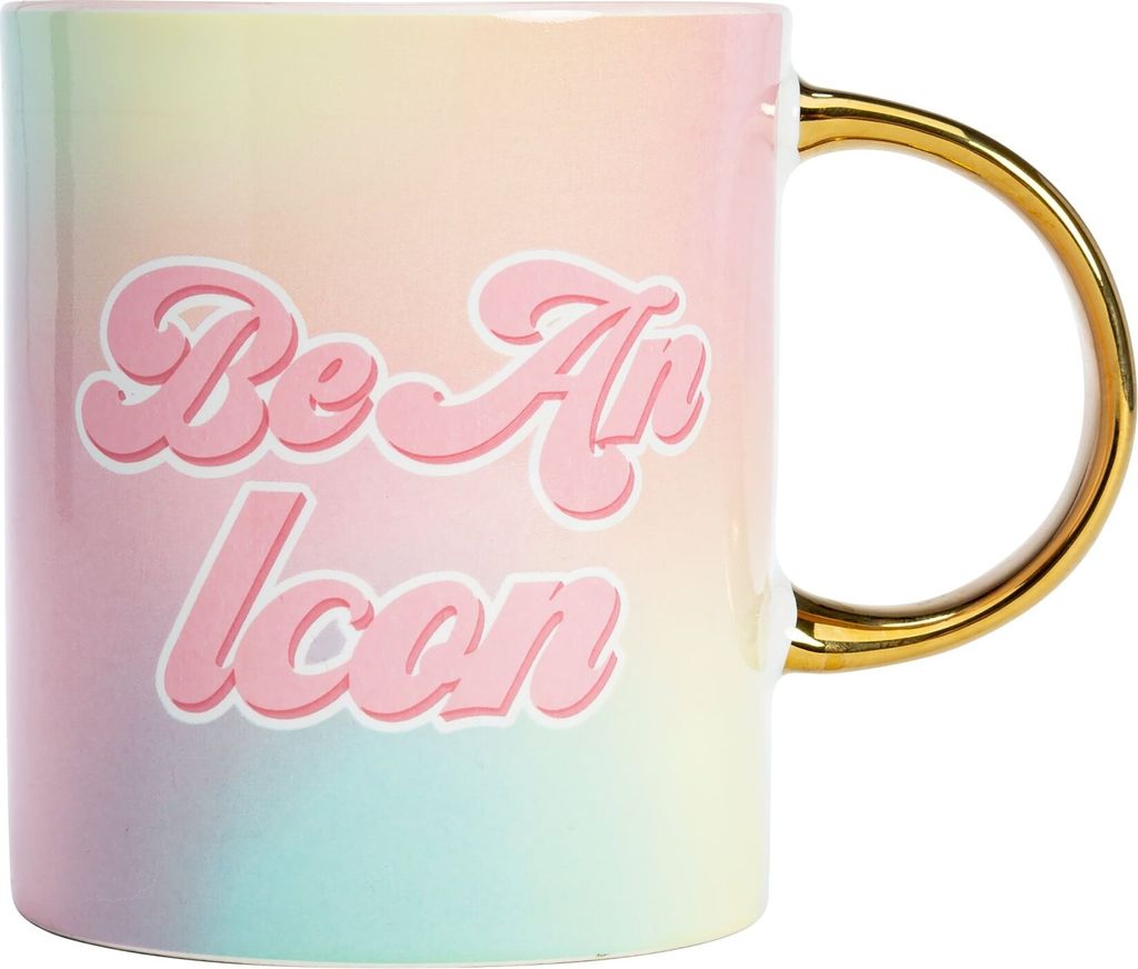 Paris Hilton "Be An Icon" Tasse aus Keramik, 450ml Stilvolle Kaffeetasse mit Zitat, Ideal für den Alltag, Handwäsche, 13,4x10,5cm