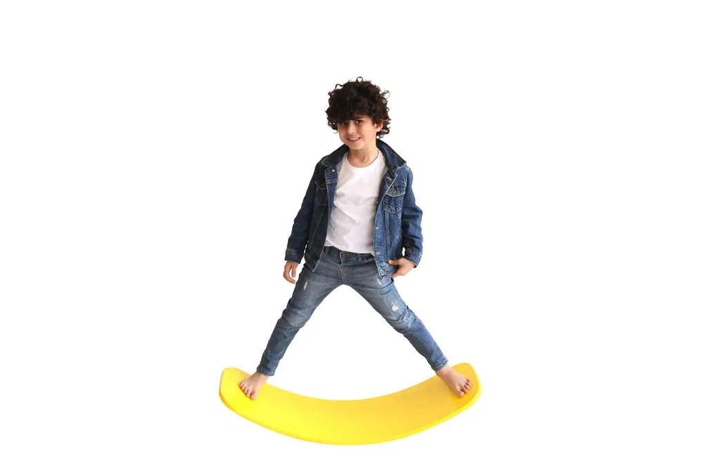 Balance Board 100% contreplaqué jaune 88 cm, jouet éveil durable