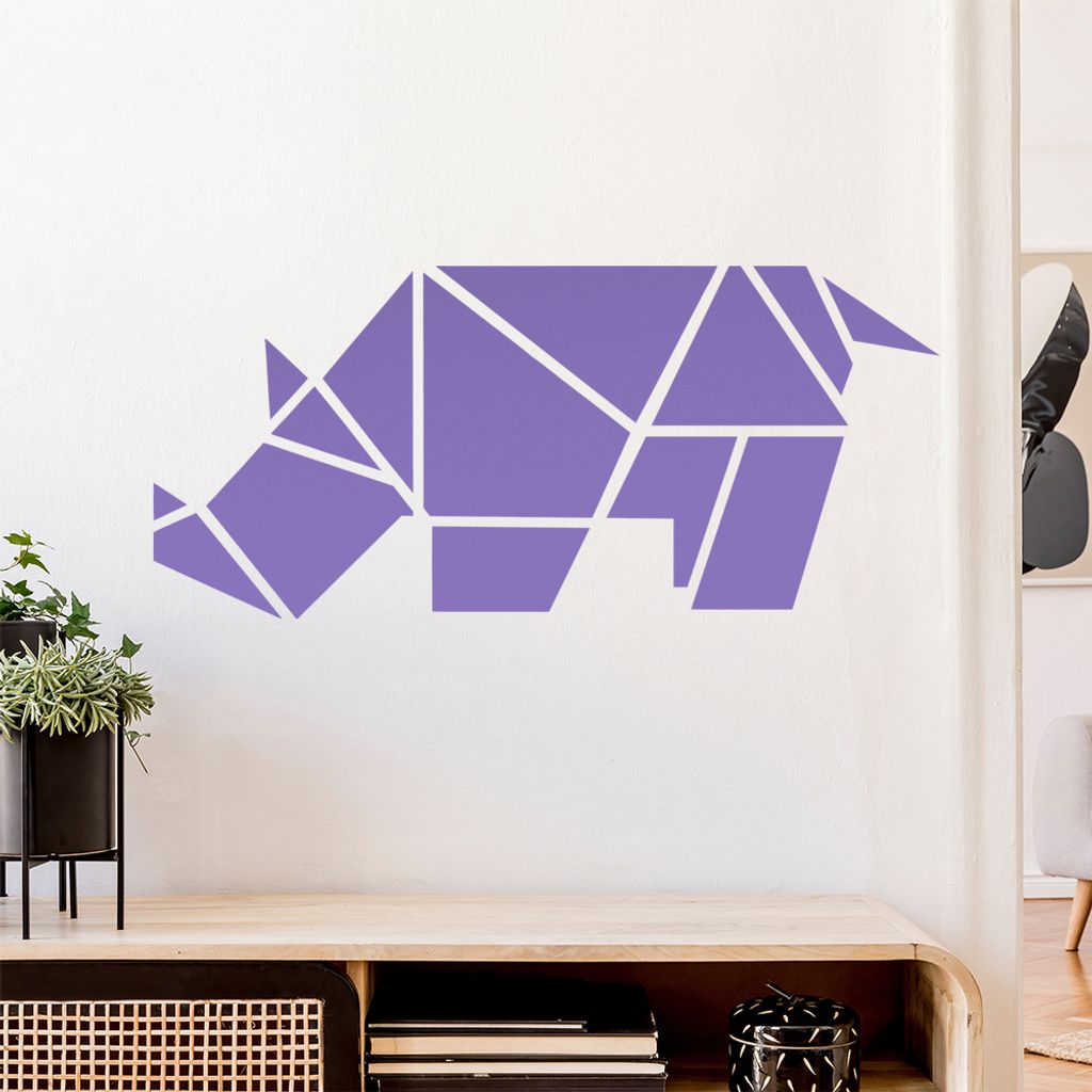 Papierfalten Nashorn Wandtattoo Wandaufkleber Wall Sticker - Dekoration, Küche, Wohnzimmer, Schlafzimmer, Badezimmer