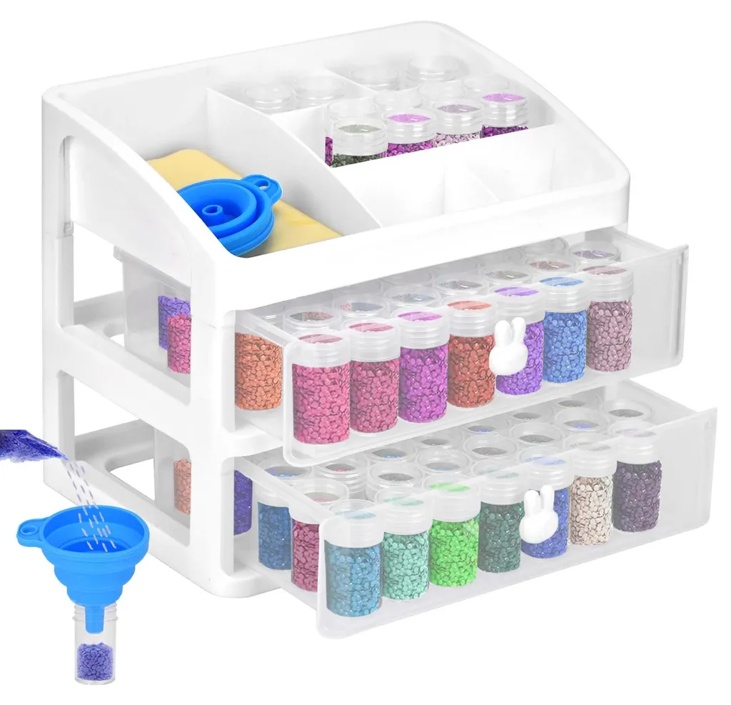 Rangement peinture diamant pour trier vos perles avec 96 flacons pots