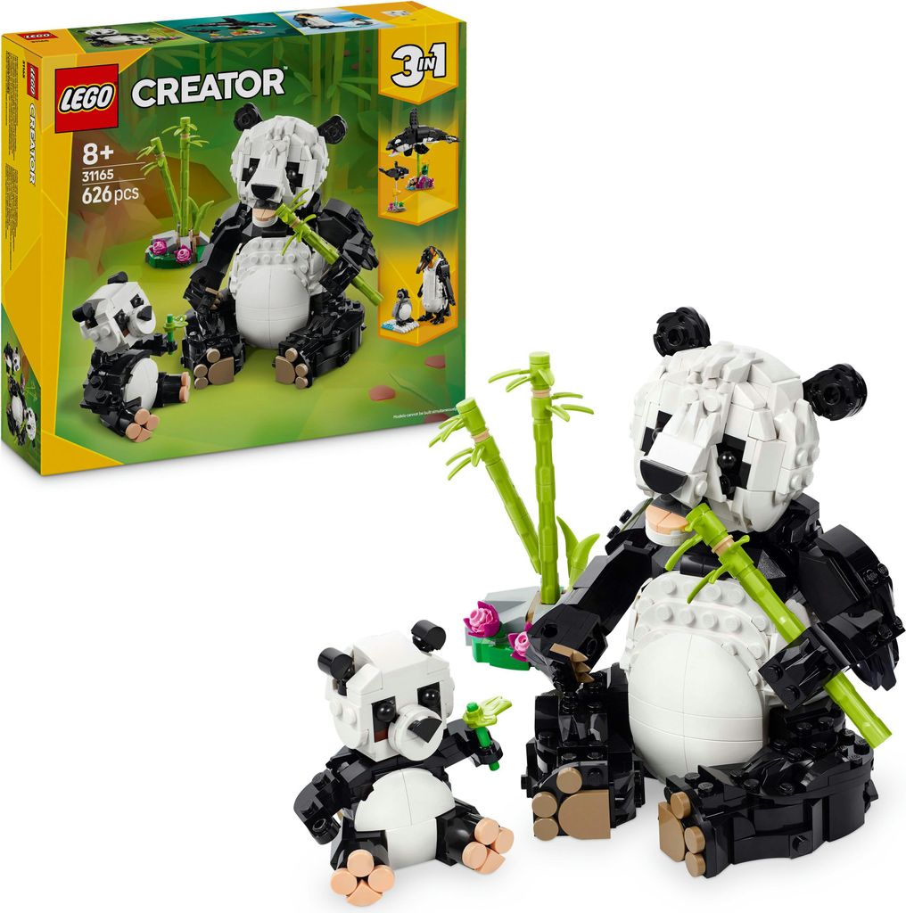 LEGO Creator 3in1 Wilde Tiere: Pandafamilie - Tierfiguren umbaubar in Pinguine oder Schwertwale – Spielzeug zum Bauen - Kreatives Geburtstagsgesc...