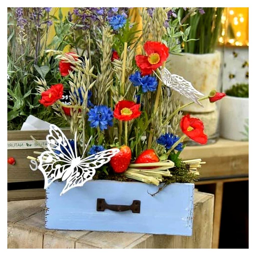 Pflanzschublade Holz Blau Shabby Chic Deko 25x13x8cm