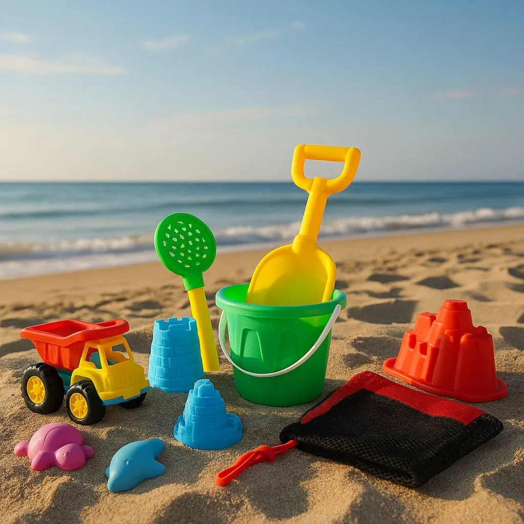 31 Pièces De Plage – Seau, Pelle, Véhicules, Moules, Animaux, Arrosoir – Sac Filet Inclus – Voyage Et Bac à Sable – Pour Enfants 3-6 Ans – Cadeau été