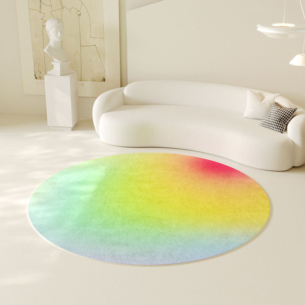 Rund Kurzflor Teppiche Mode Wohnzimmerteppich Anti-Rutsch Teppiche für Schlafzimmer, Farbe: Bunt, Größe: 100 cm