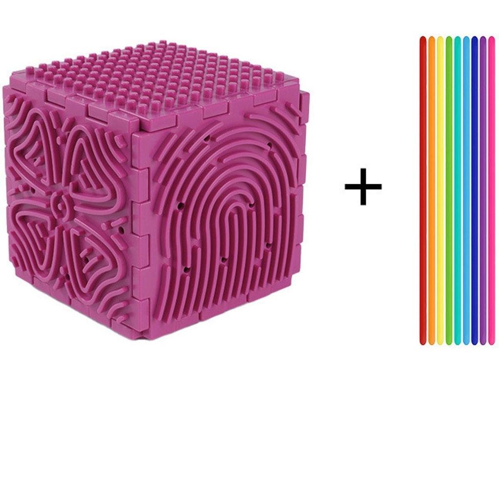3D Sensory Activity Board - Motorikspielzeug mit 20 Bausteinen & 6 Texturen - Feinmotorik & Hand-Auge-Koordination Spielzeug für Kinder, Rosa