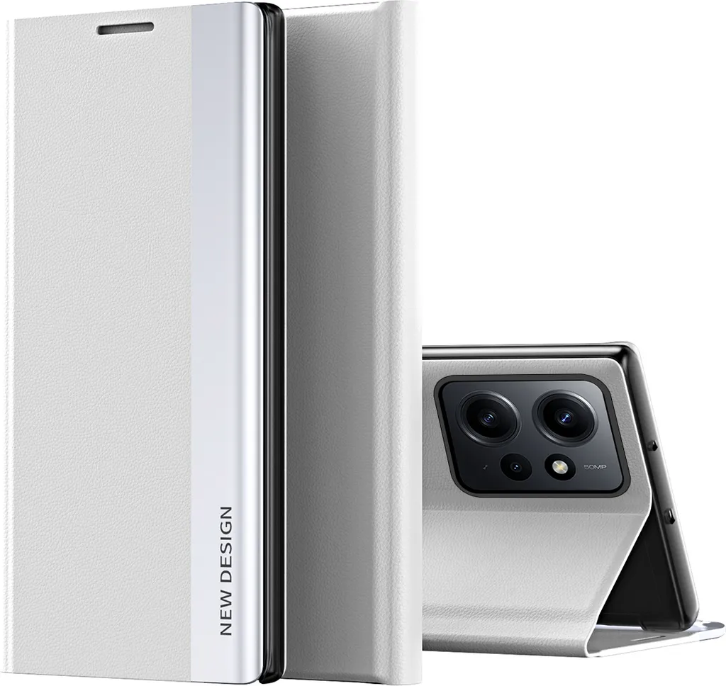 Custodia per Xiaomi Redmi Note 12 4G Custodia magnetica in Finto cuoio con funzione Stand Bianco