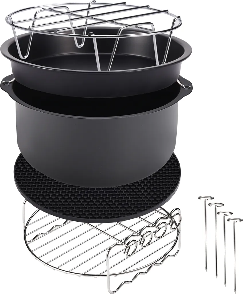 Monzana Kit Accessori Friggitrice Aria 6,5L | 9 Pezzi Lavabili Inox