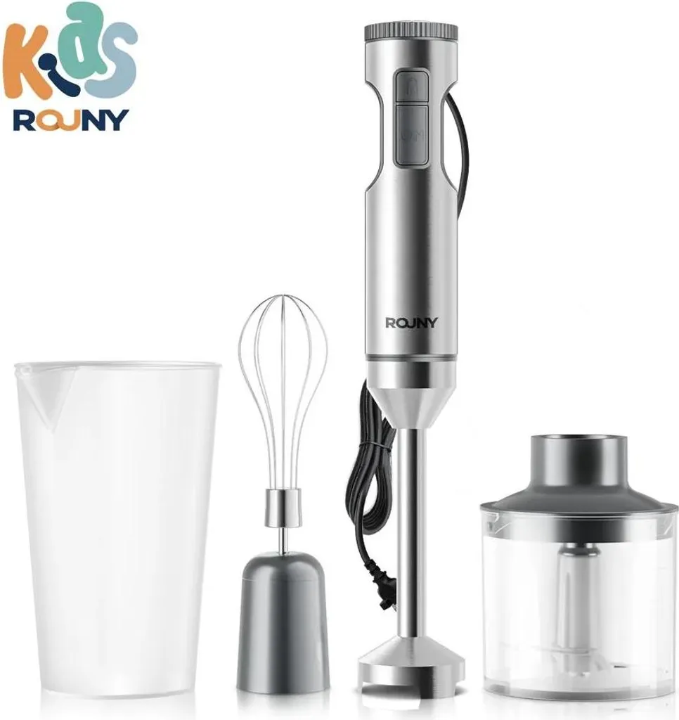 Mixer a Mano Grigio 4 in 1 | Qualità Professionale in Casa