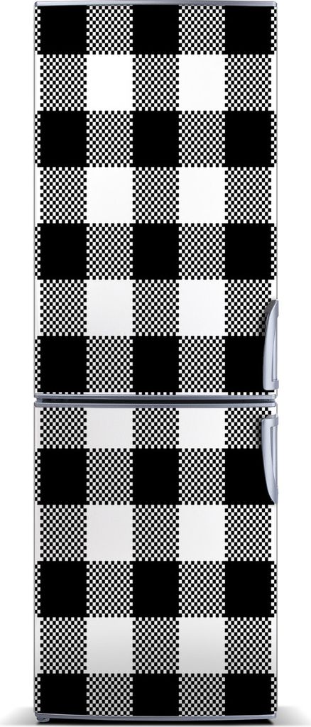 Tulup Kühlschrankdekoration - Magnetmatte - 70 cm x 190 cm - Magnet auf dem Kühlschrank - Schwarzweiss-Gitter