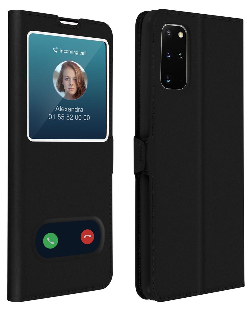 Avizar, Samsung Galaxy S20 Plus Flip Cover Doppelfenster & Standfunktion, Schwarz
