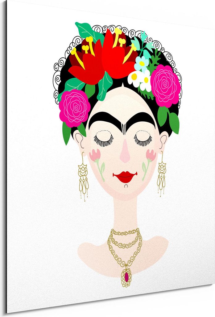 DEQORI Alu-Dibond Bild Weiß 30x30 cm 'Frida Fantasie' Wandbild Metall dünn Design