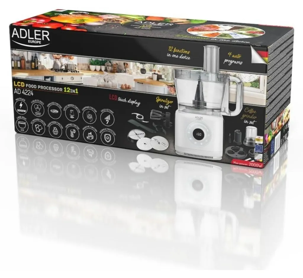 Robot de Cuisine Multifonction Adler 2000W 12-en-1 pour Toute la Famille